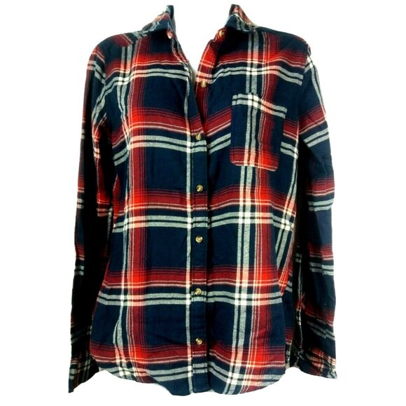 Campus Vibe Plaidcore Hollister Shirt Size S Blue Red Y2K Grunge Layering Piece - Picture 7 of 7